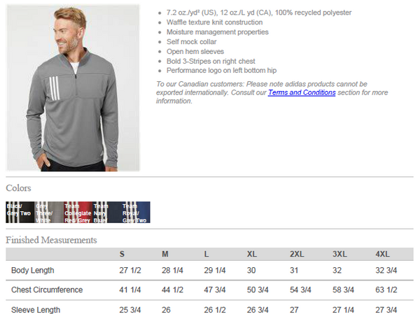 Thomas Jefferson HS Baseball Nation - Mens Adidas Quarter Zip