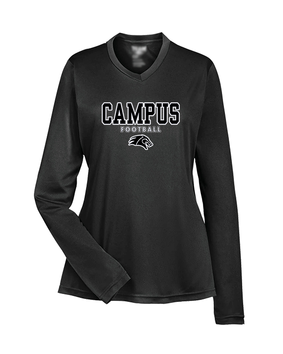 Campus HS Football Block - Womens Performance Longsleeve