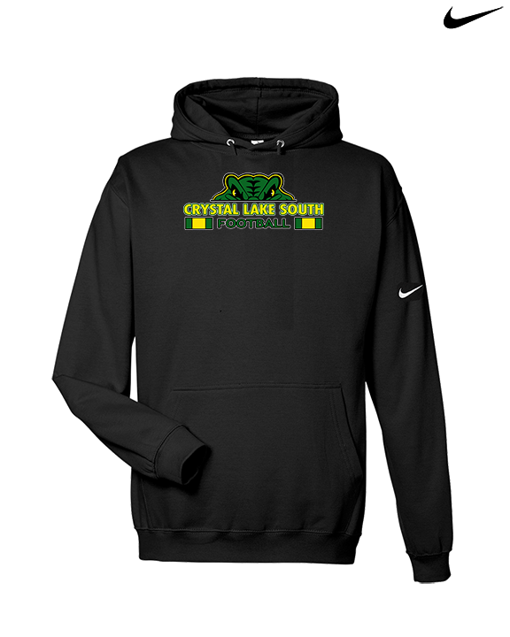 Crystal Lake South HS Football Stacked - Nike Club Fleece Hoodie