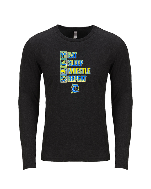 Dudley HS Wrestling Eat Sleep - Tri-Blend Long Sleeve