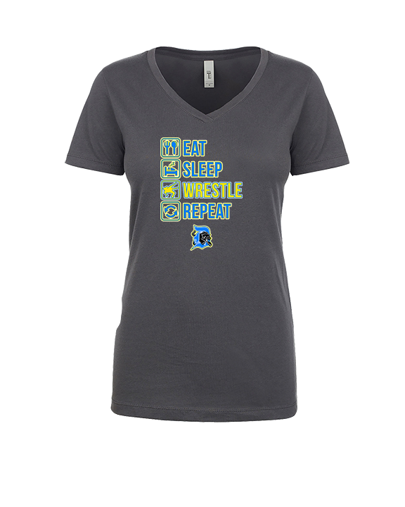Dudley HS Wrestling Eat Sleep - Womens Vneck