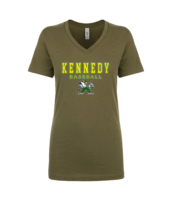 Kennedy HS Baseball Block - Womens Vneck