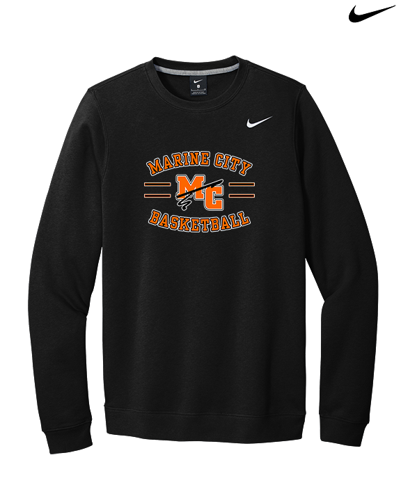 Marine City HS Boys Basketball Curve - Mens Nike Crewneck