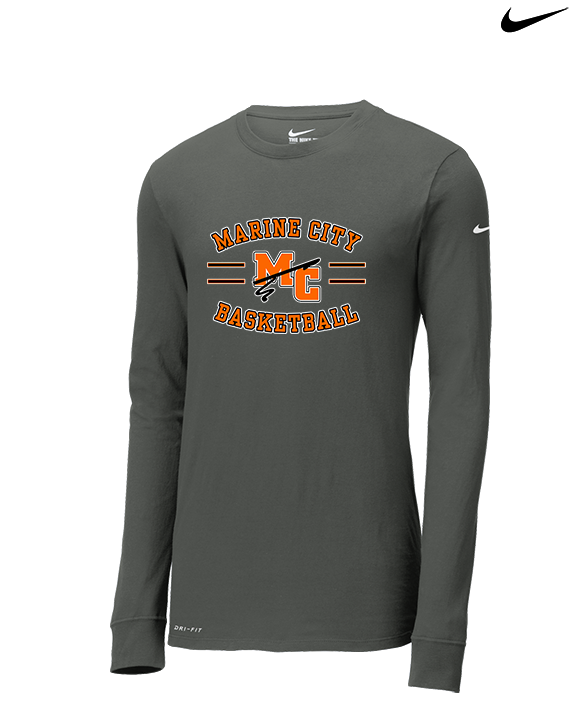 Marine City HS Boys Basketball Curve - Mens Nike Longsleeve
