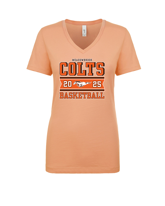 Meadowbrook HS Boys Basketball Stamp - Womens Vneck