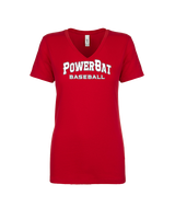 PowerBat Baseball Main Logo 2 Red - Womens V-Neck