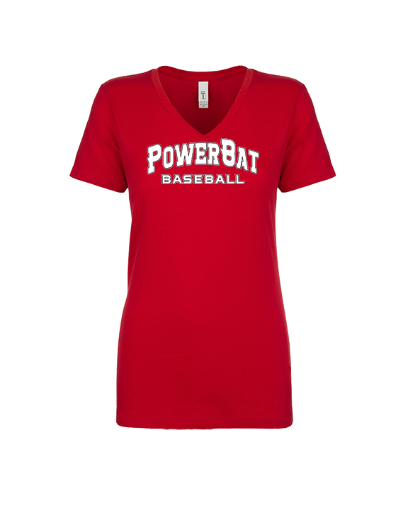 PowerBat Baseball Main Logo 2 Red - Womens V-Neck