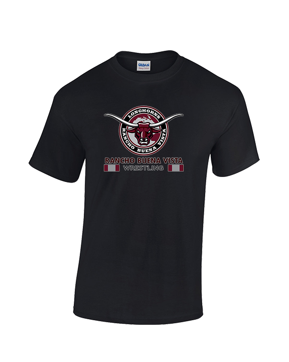 Rancho Buena Vista HS Wrestling Stacked - Cotton T-Shirt