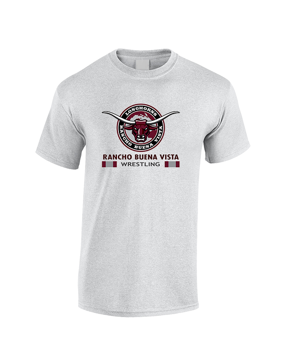 Rancho Buena Vista HS Wrestling Stacked - Cotton T-Shirt