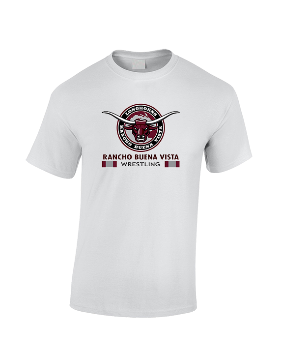 Rancho Buena Vista HS Wrestling Stacked - Cotton T-Shirt