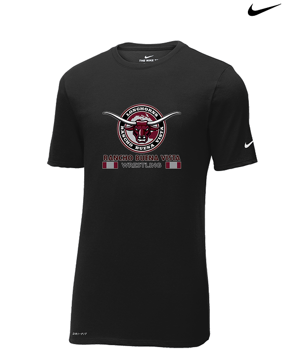 Rancho Buena Vista HS Wrestling Stacked - Mens Nike Cotton Poly Tee