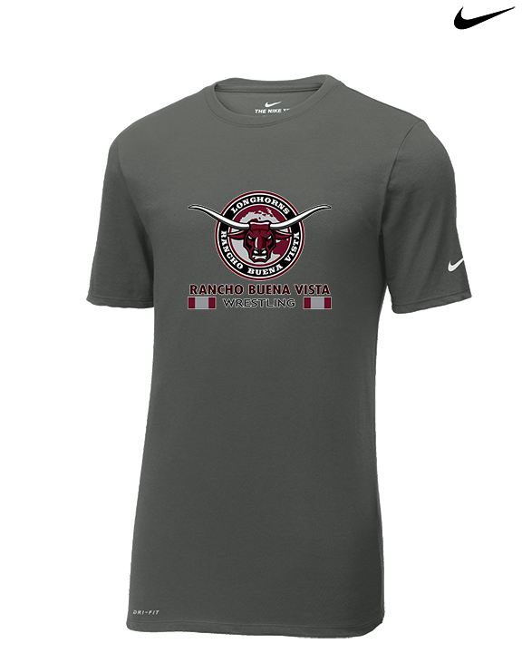 Rancho Buena Vista HS Wrestling Stacked - Mens Nike Cotton Poly Tee