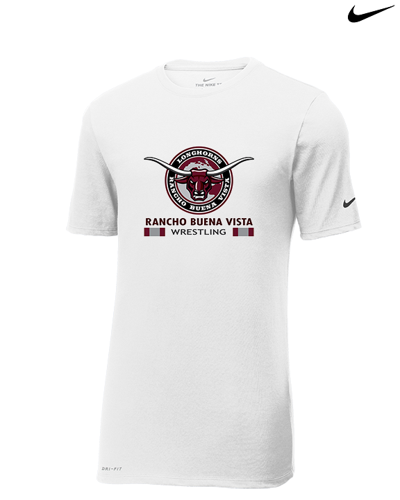 Rancho Buena Vista HS Wrestling Stacked - Mens Nike Cotton Poly Tee