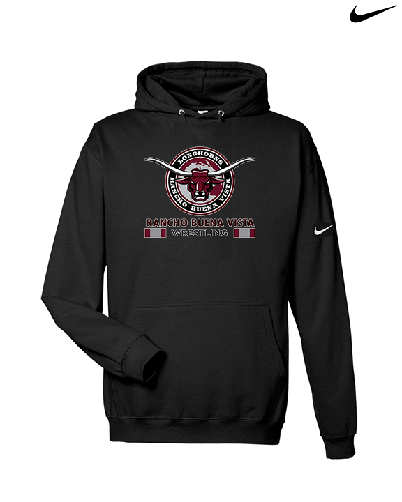 Rancho Buena Vista HS Wrestling Stacked - Nike Club Fleece Hoodie