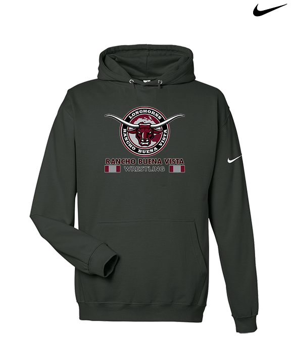 Rancho Buena Vista HS Wrestling Stacked - Nike Club Fleece Hoodie