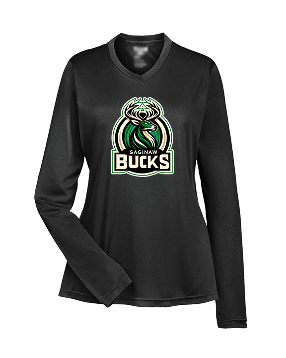 Saginaw Bucks Basketball Logo - Womens Performance Longsleeve