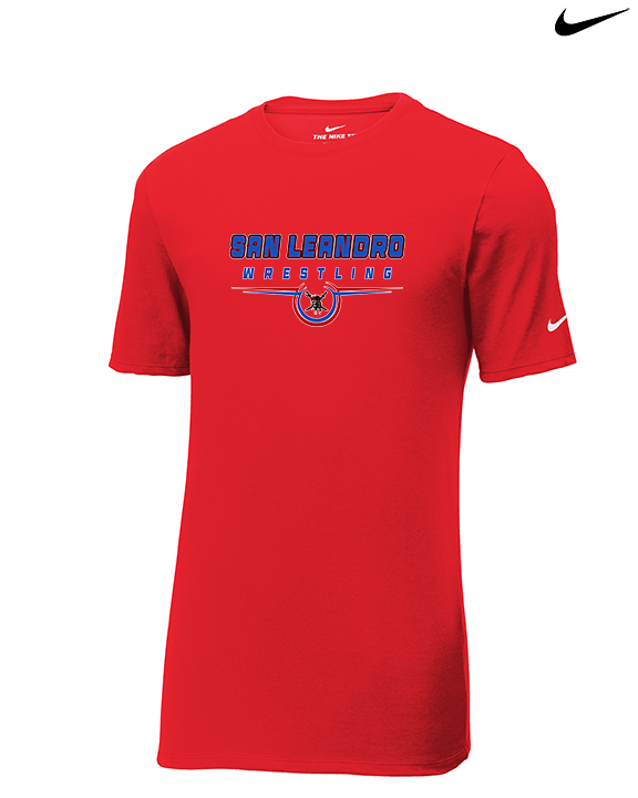 San Leandro HS Wrestling Design - Mens Nike Cotton Poly Tee