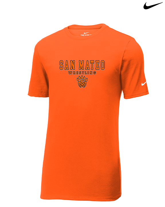 San Mateo HS Wrestling Block - Mens Nike Cotton Poly Tee