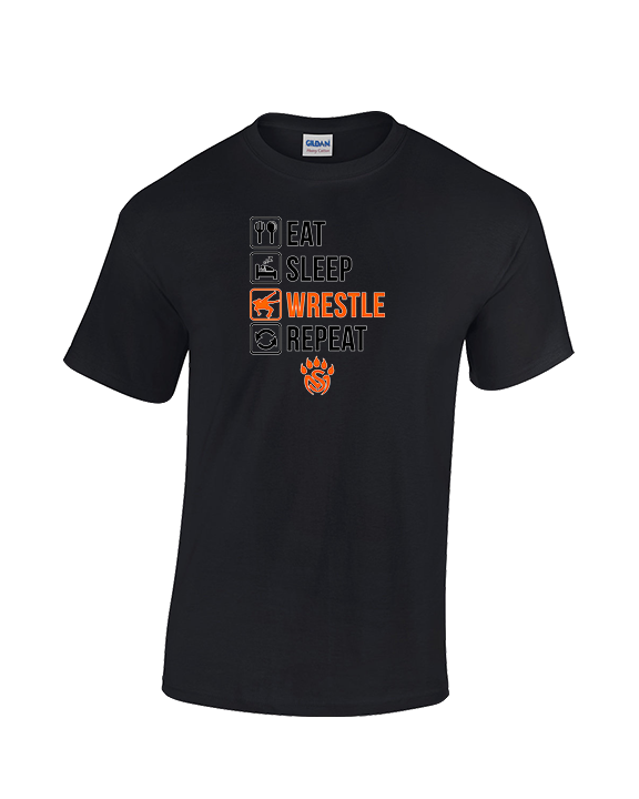San Mateo HS Wrestling Eat Sleep Wrestle - Cotton T-Shirt