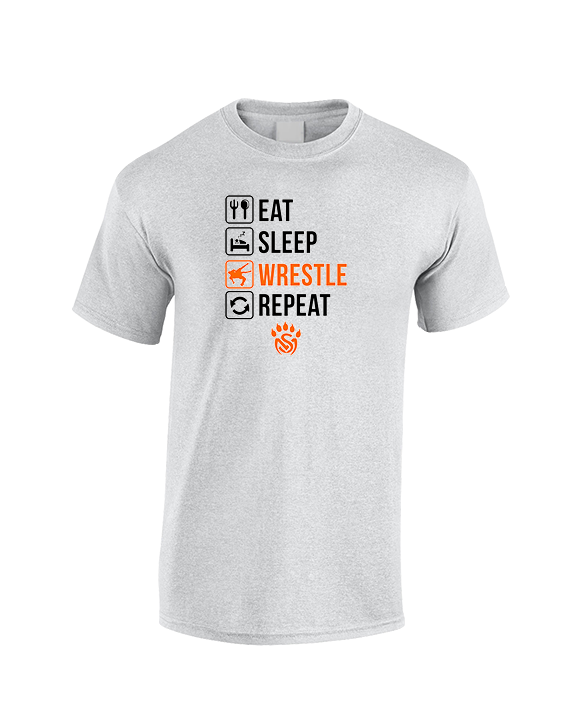 San Mateo HS Wrestling Eat Sleep Wrestle - Cotton T-Shirt