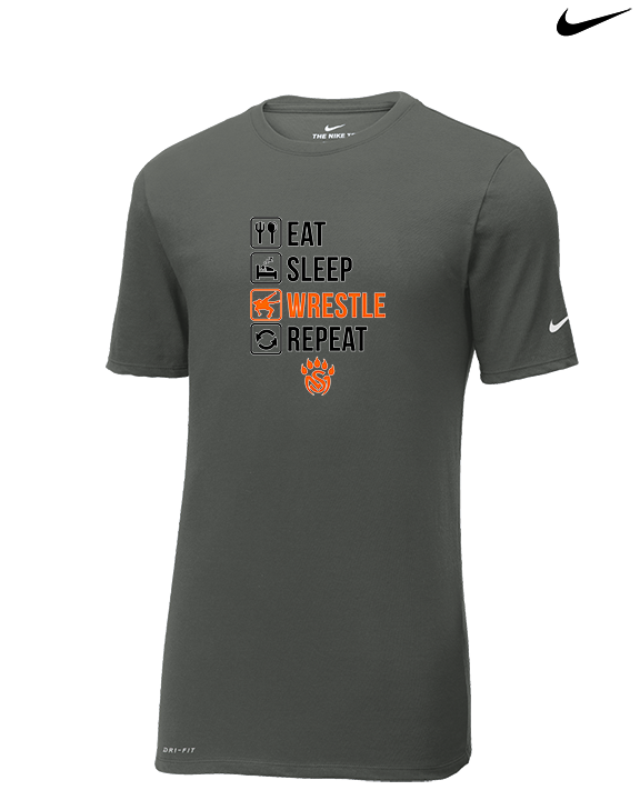 San Mateo HS Wrestling Eat Sleep Wrestle - Mens Nike Cotton Poly Tee