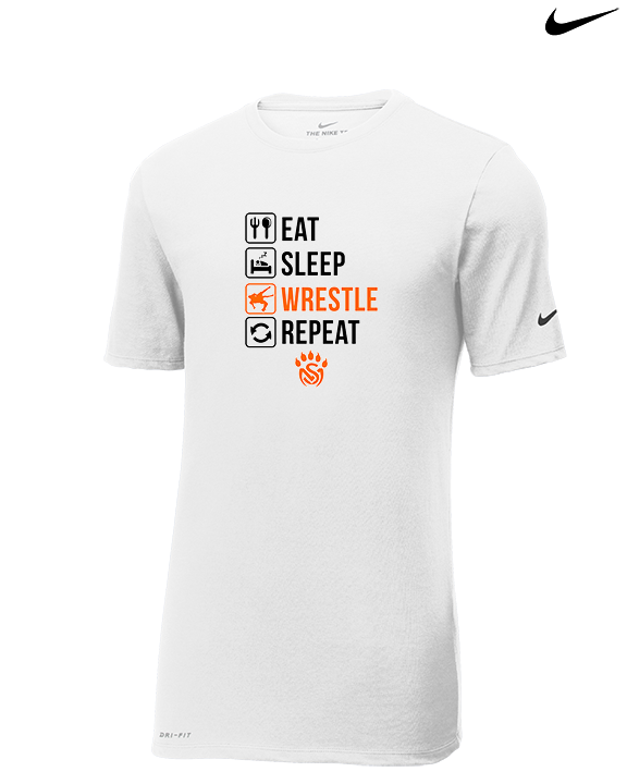 San Mateo HS Wrestling Eat Sleep Wrestle - Mens Nike Cotton Poly Tee