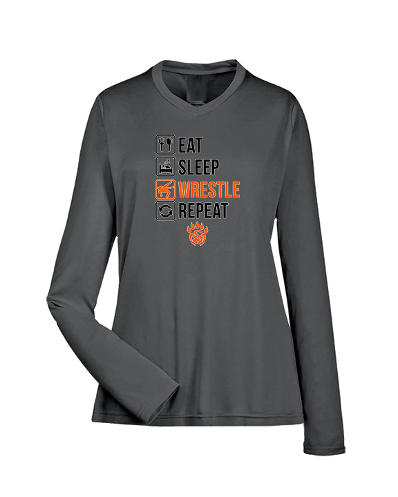 San Mateo HS Wrestling Eat Sleep Wrestle - Womens Performance Longsleeve