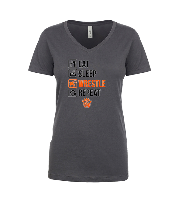 San Mateo HS Wrestling Eat Sleep Wrestle - Womens Vneck