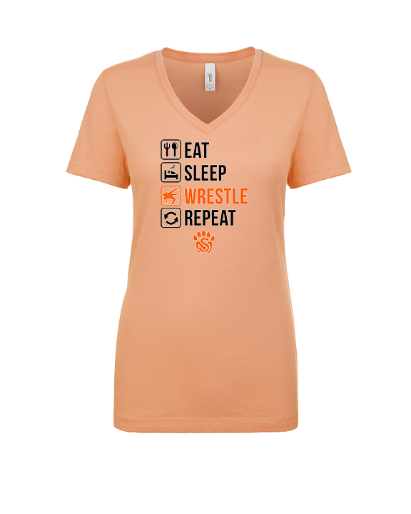 San Mateo HS Wrestling Eat Sleep Wrestle - Womens Vneck