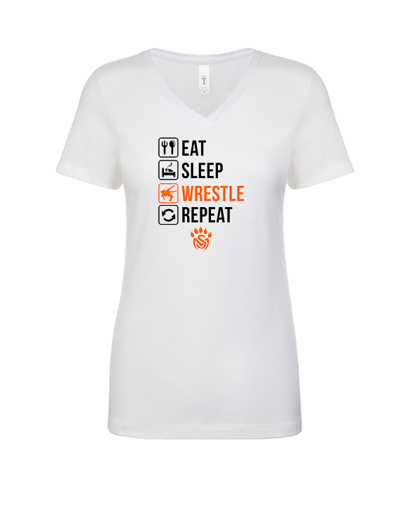 San Mateo HS Wrestling Eat Sleep Wrestle - Womens Vneck
