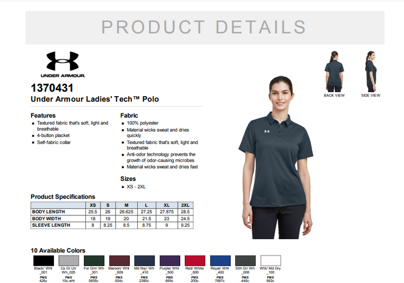 Herrin Jr HS Baseball Curve - Under Armour Ladies Tech Polo