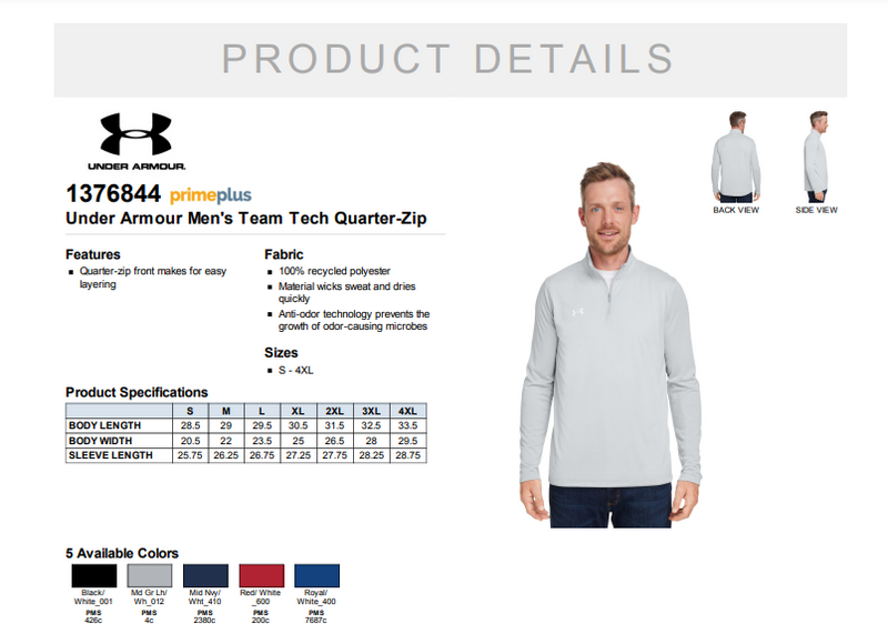 Capuchino HS Football TIOH - Under Armour Mens Tech Quarter Zip