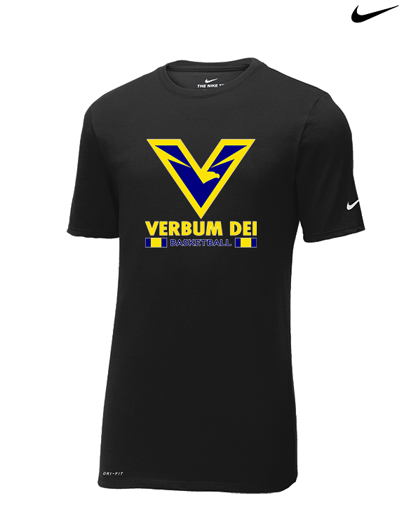 Verbum Dei HS Boys Basketball Stacked - Mens Nike Cotton Poly Tee
