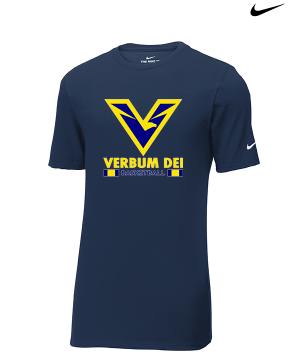 Verbum Dei HS Boys Basketball Stacked - Mens Nike Cotton Poly Tee