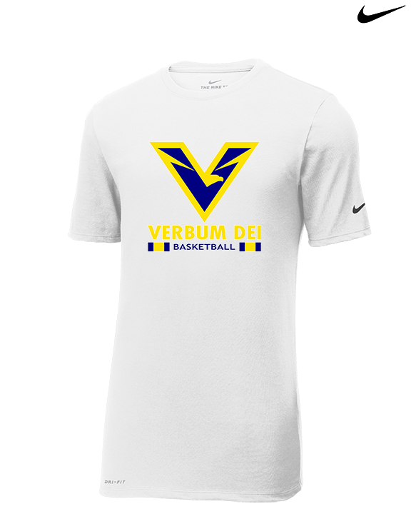 Verbum Dei HS Boys Basketball Stacked - Mens Nike Cotton Poly Tee