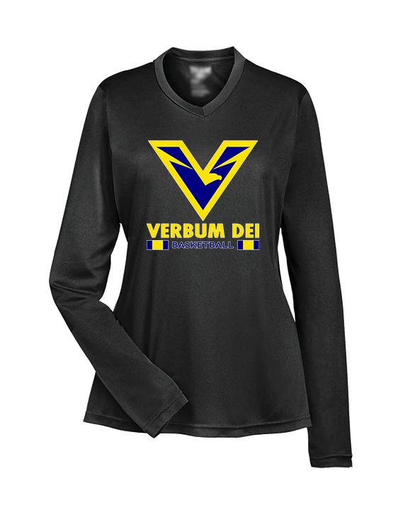 Verbum Dei HS Boys Basketball Stacked - Womens Performance Longsleeve