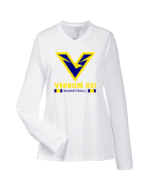 Verbum Dei HS Boys Basketball Stacked - Womens Performance Longsleeve