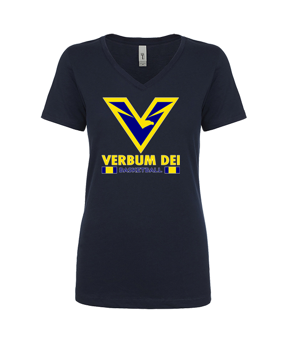 Verbum Dei HS Boys Basketball Stacked - Womens Vneck