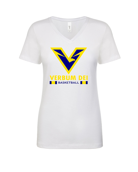 Verbum Dei HS Boys Basketball Stacked - Womens Vneck