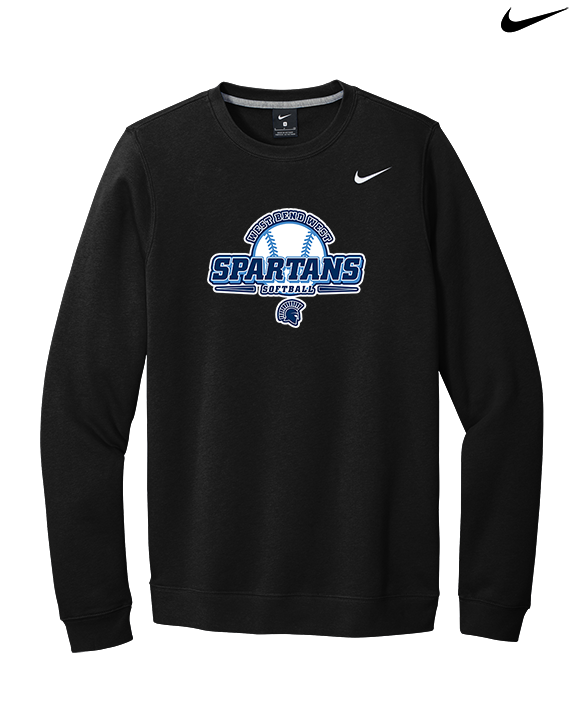 West Bend West HS Softball Primary Logo - Mens Nike Crewneck
