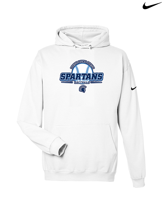 West Bend West HS Softball Primary Logo - Nike Club Fleece Hoodie