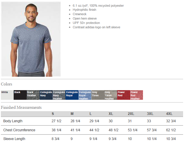 Bluestem HS Football Curve - Mens Adidas Performance Shirt