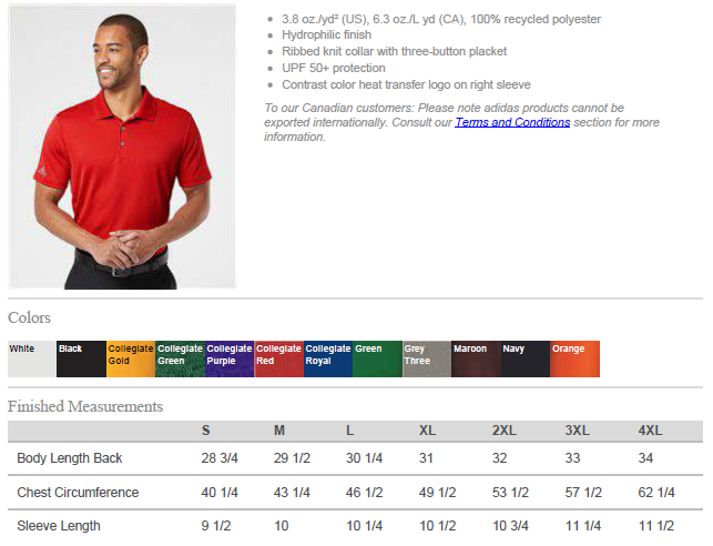 Show Low Cross Country Curve - Mens Adidas Polo