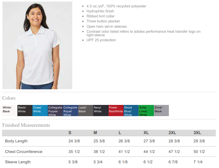 Arcadia HS Football Curve - Adidas Womens Polo