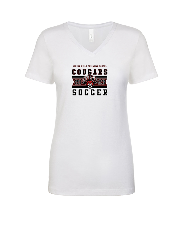 Auburn Hills Christian School Soccer Stamp - Womens Vneck