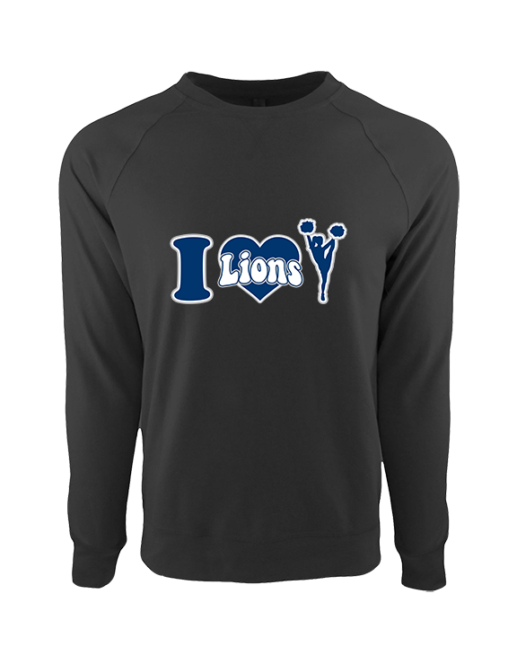 Bay Area Lions Cheer I Heart Cheer - Crewneck Sweatshirt