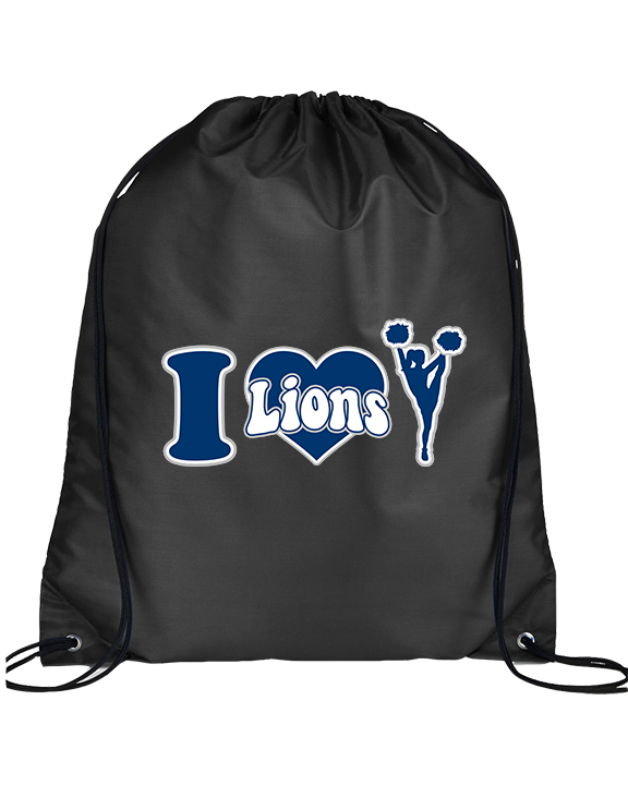 Bay Area Lions Cheer I Heart Cheer - Drawstring Bag