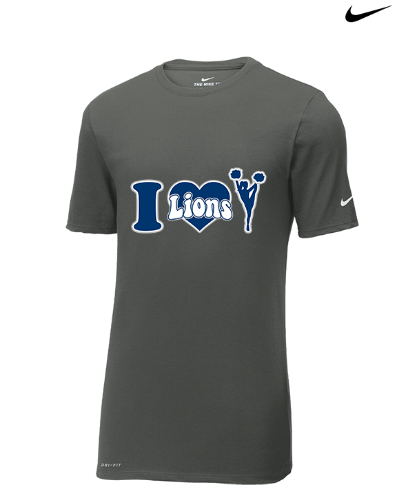 Bay Area Lions Cheer I Heart Cheer - Mens Nike Cotton Poly Tee