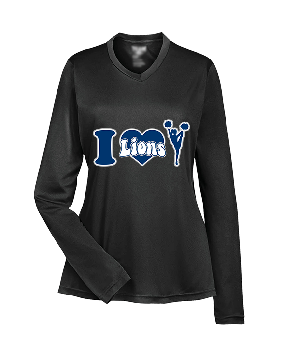 Bay Area Lions Cheer I Heart Cheer - Womens Performance Longsleeve