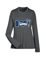 Bay Area Lions Cheer I Heart Cheer - Womens Performance Longsleeve